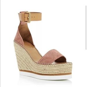 Chloe Pink Suede Espadrilles from Revolve